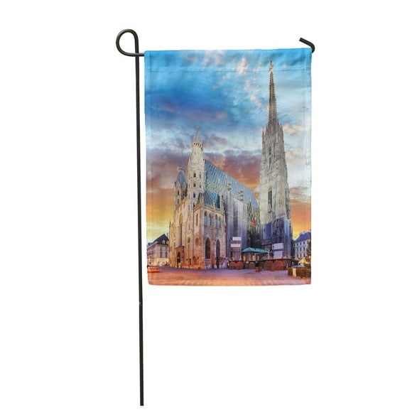 JSDART Blue Saint Vienna St Stephen Cathedral Austria Stephan Garden Flag Decorative Flag House Banner 12x18 inch