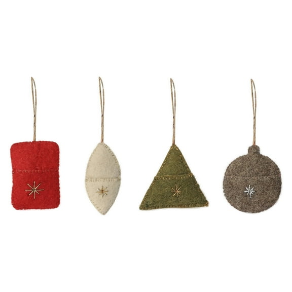 De Kulture Handmade Wool Felt Gift Tags, Set of 4 Eco Friendly Needle Felted Christmas Xmas Tree Decoration Stuffed Ornament