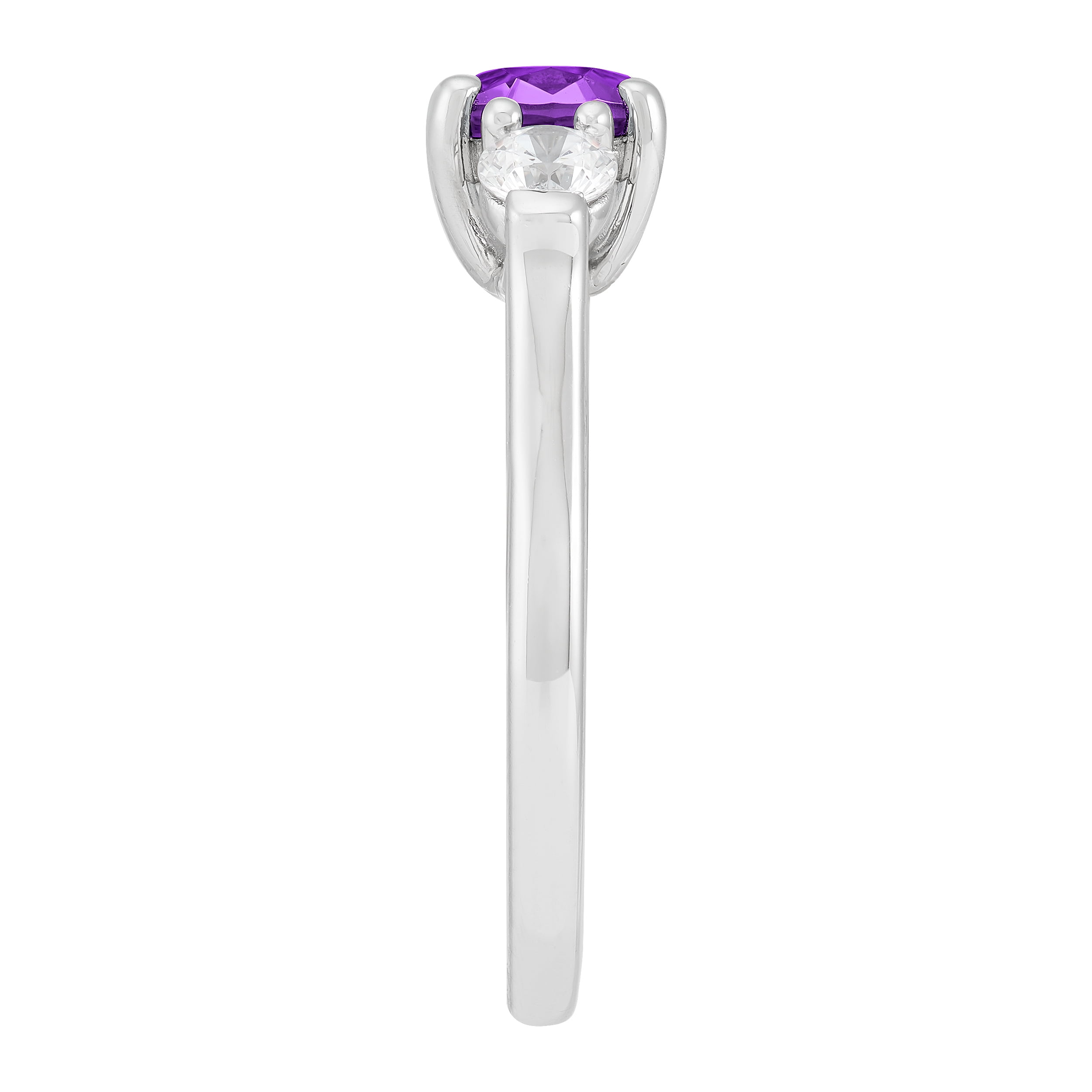 Brilliance Fine Jewelry Oval Simulated Amethyst Ring in Sterling Silver