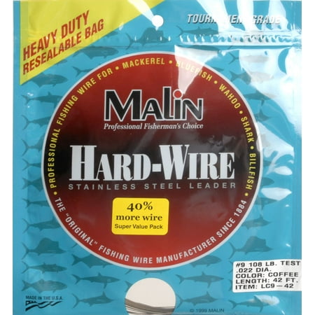 Malin LC9-42 Sst Leader 42'Coffee 108 lb Fishing Wire Leader (Best Fishing Leader Material)