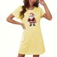 thumbnail image 1 of Camisón corto navideño para mujer, talla grande, cuello redondo, manga corta, estampado en el pecho, vestido de noche para mujer, 1 of 3