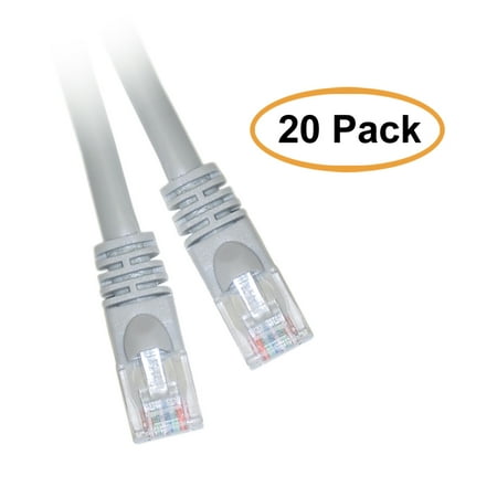 20 Pack Wd Caviar - eDragon Cat6 Gray Ethernet Crossover Cable, Snagless/Molded Boot, 7 Feet, 20 Pack
