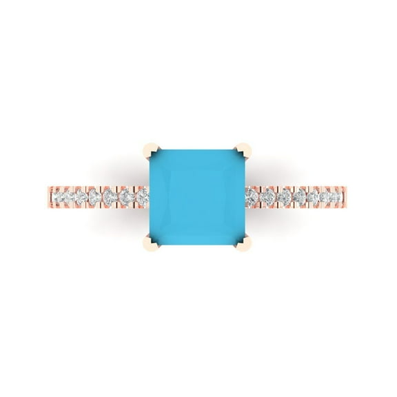 Clara Pucci 14K Rose Gold 1.62ct Turquoise Solitaire with Accents Ring