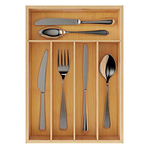 BAMEOS Utensil Drawer Organizer, Cutlery Tray Desk Drawer Organizer