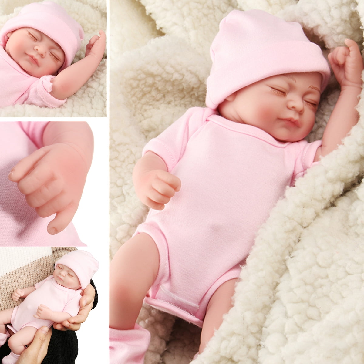 10 inch Handmade Realistic Reborn Newborn Lifelike Baby Girl Silicone Vinyl Doll
