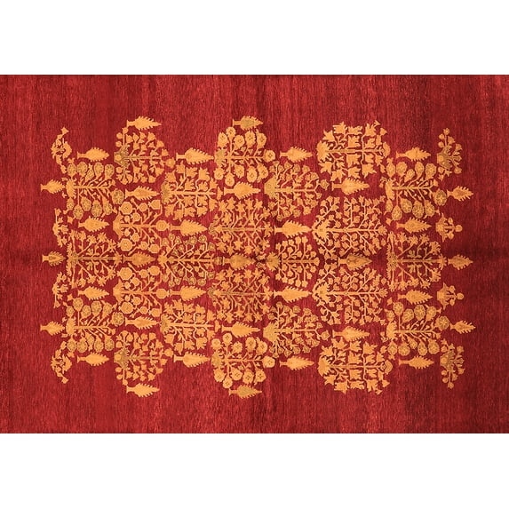 Ahgly Company Indoor Rectangle Oriental Orange Industrial Area Rugs, 2' x 4'