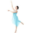 thumbnail image 5 of IBTOM CASTLE Women Lyrical Dance Costumes Lace Flower Embroidery Spliced Tulle Dress Flowy Chiffon Leotard Skirt S Light Blue, 5 of 8