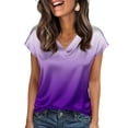 thumbnail image 3 of Womens Tshirts Business Casual V Neck Short Sleeve Satin Top Soft Womens Tees Light Purple L, 3 of 5