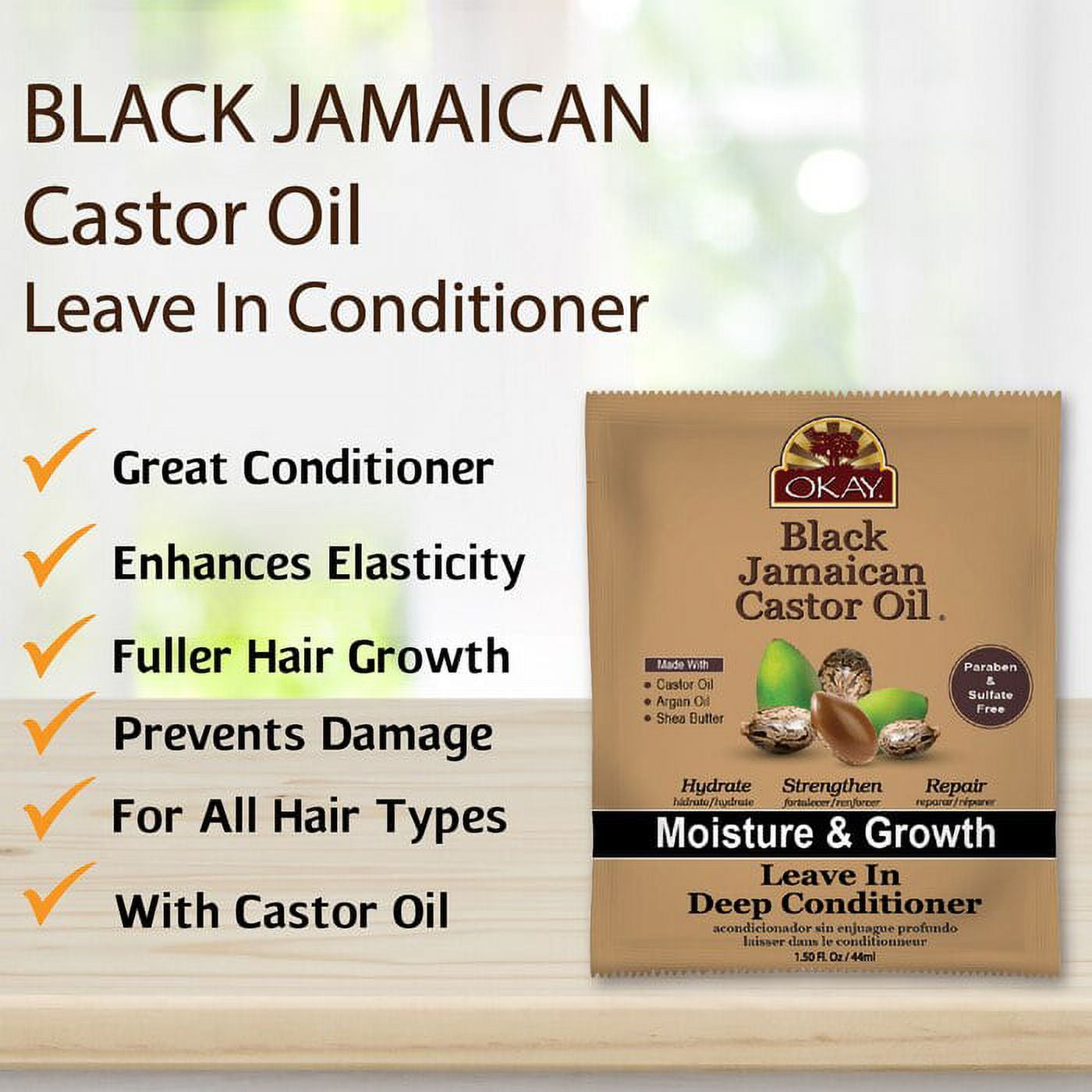 (2 pack) OKAY Black Jamaican Leave-In Conditioner - 1.5oz for Hair Moisture, Growth, and Strength