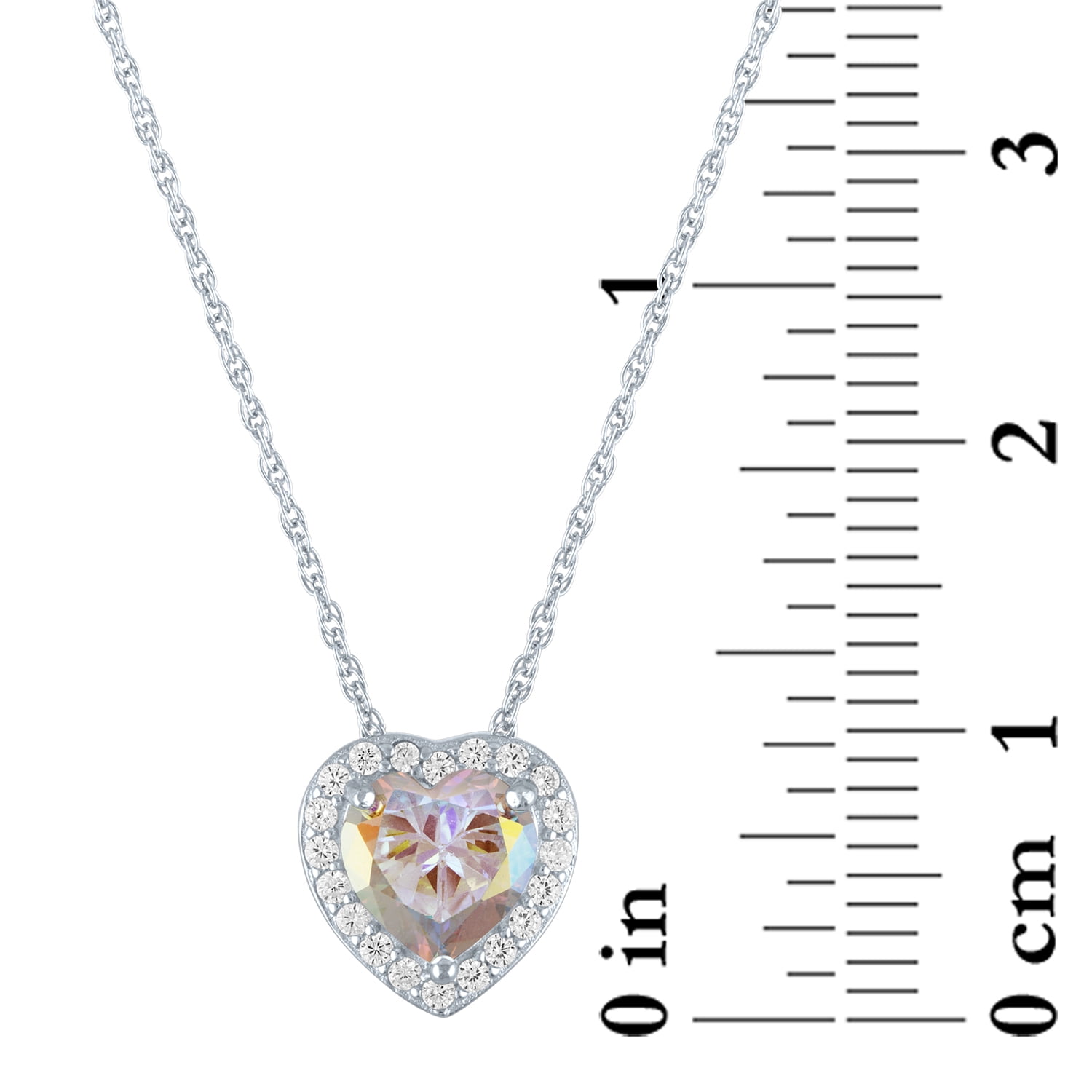 Brilliance Fine Jewelry Heart Cubic Zirconia Pendant Necklace, Sterling Silver, 18 in