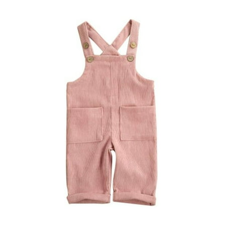 

Inevnen Toddler Baby Boy Girls Fall Suspender Overalls Solid Bib Corduroy Pants with Pockets One-Piece Winter Outfits