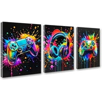 Gaming Room Wall Decor Game Canvas Wall Hieng Colorful Gaming Posters Pictures Cool Video Game Prints Paintings Hiengwork for Men Teen Boys Room Gamer Bedroom Cybercafe Decorations Framed
