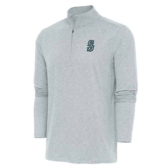 Men's Antigua  Heather Gray Seattle Mariners Hunk Quarter-Zip Pullover Top