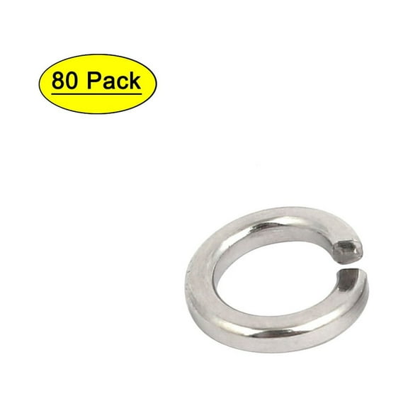 M6 304 Stainless Steel Split Lock Washer Silver Tone 80pcs