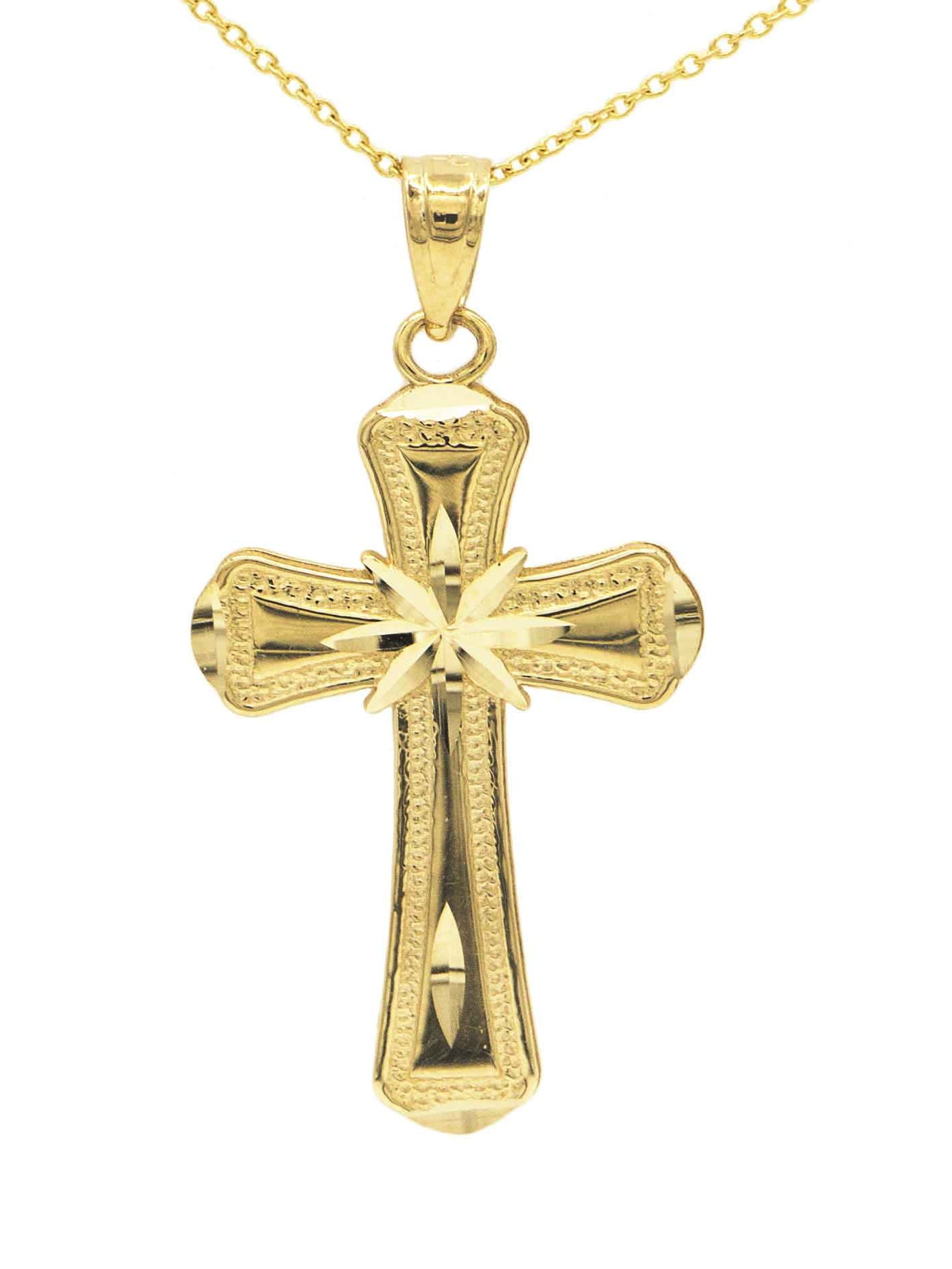 Ice on Fire Jewelry 10k White Gold Cubic Zirconia Cross Pendant