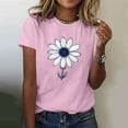 thumbnail image 2 of Summer Top for Womens Cute Flowers Print T-Shirts Casual Round Neck Short Sleeve Blouses Fashion Loose Pullover Tops, 2 of 5