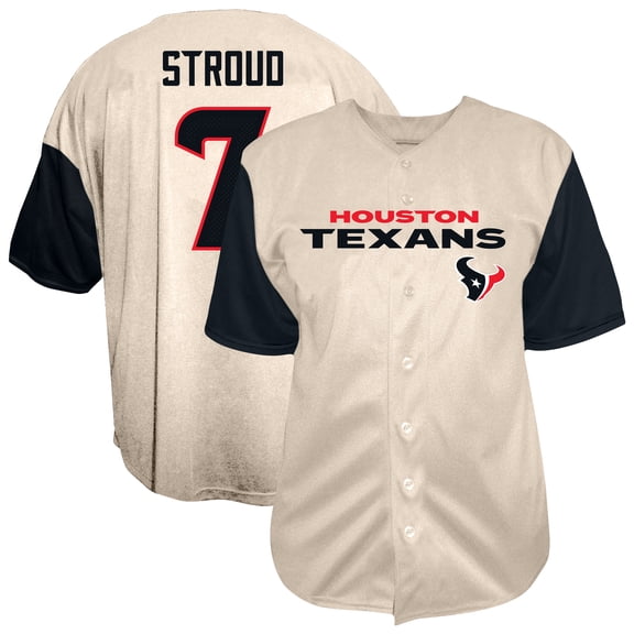 Men's Fanatics C.J. Stroud Cream Houston Texans Big & Tall Baseball Button-Up Shirt