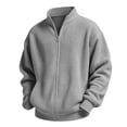 thumbnail image 4 of Cethrio Boys Zip up Sweatshirts, Long Sleeve Stand-up Collar Waffle Knit Casual Fall Outerwear Gray Size 10-12, 4 of 8
