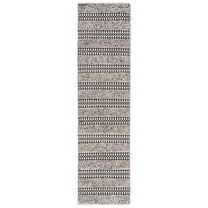 SAFAVIEH Natura Laird Geometric Cotton Runner Rug, Black/Ivory, 2'3" x 9'