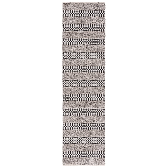 SAFAVIEH Natura Laird Geometric Cotton Runner Rug, Black/Ivory, 2'3" x 9'