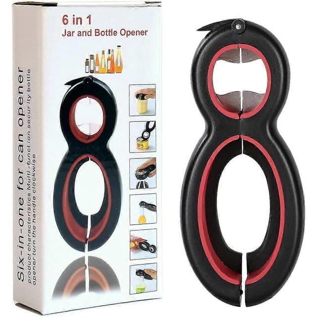 6 in 1 Multi-Function Bottle Opener, All-in-One Bottle Opener, Can, Soda and Jar Opener, Twist-Off Cap - Sesame Can Opener for Seniors and Arthritis P
