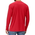 thumbnail image 4 of WTOBBY Men's Solid Color Raglan Long Sleeve Sports Top with Athletic Fit for Casual Workouts and Outdoor Activities Breathable Performance Shirt ,Red 2XL, 4 of 6