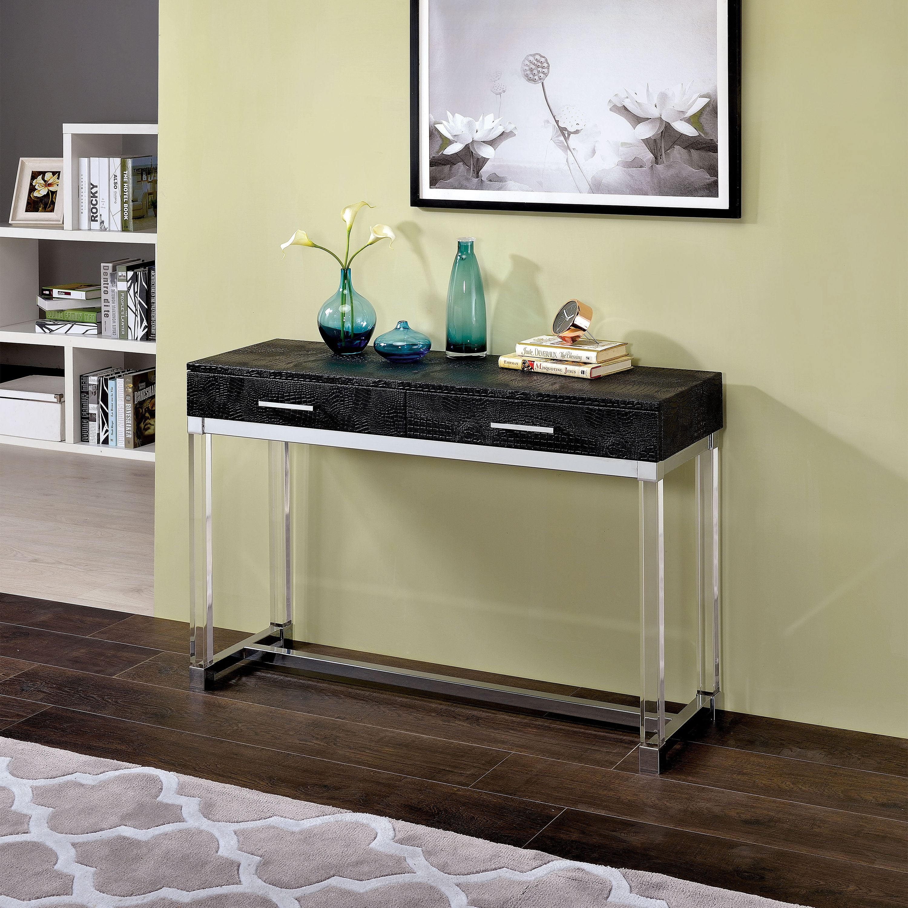 Furniture of America Dolan Contemporary 2Drawer Sofa Table, Black