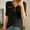Black, variant on Tops for Women Henley Ribbed Elbow-Length T-Shirts Plain Blue Casual Shirts Womens Clothing