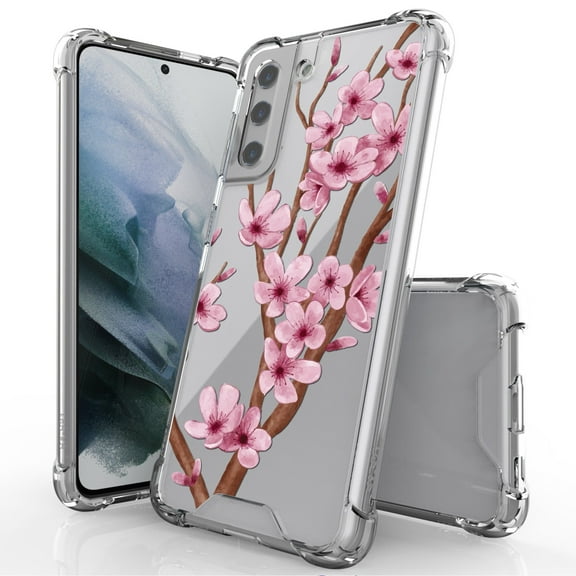 ANJ  Hybrid Slim Hard Back Cover Case Flexible Bumper for Samsung Galaxy S21 - Winter Blossom