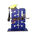 thumbnail image 1 of Harpily Desktop Ornament Graduation Decorations Sign Class of 2025 Graduation Table Sign Wooden Sign for High School College Graduates Bachelor Hat Design with Base Red A, 1 of 5