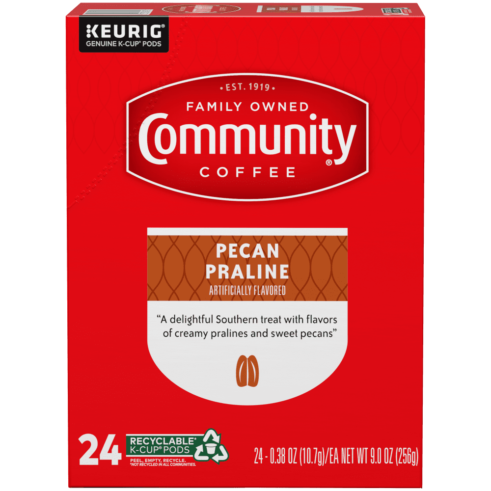 Community Coffee Pecan Praline Medium Roast Single Serve Keurig K-Cup Pods 24 ct Box