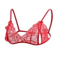 thumbnail image 4 of Conjunto de lencería y sujetador de encaje para mujer, ropa de dormir rojo, 4 of 9