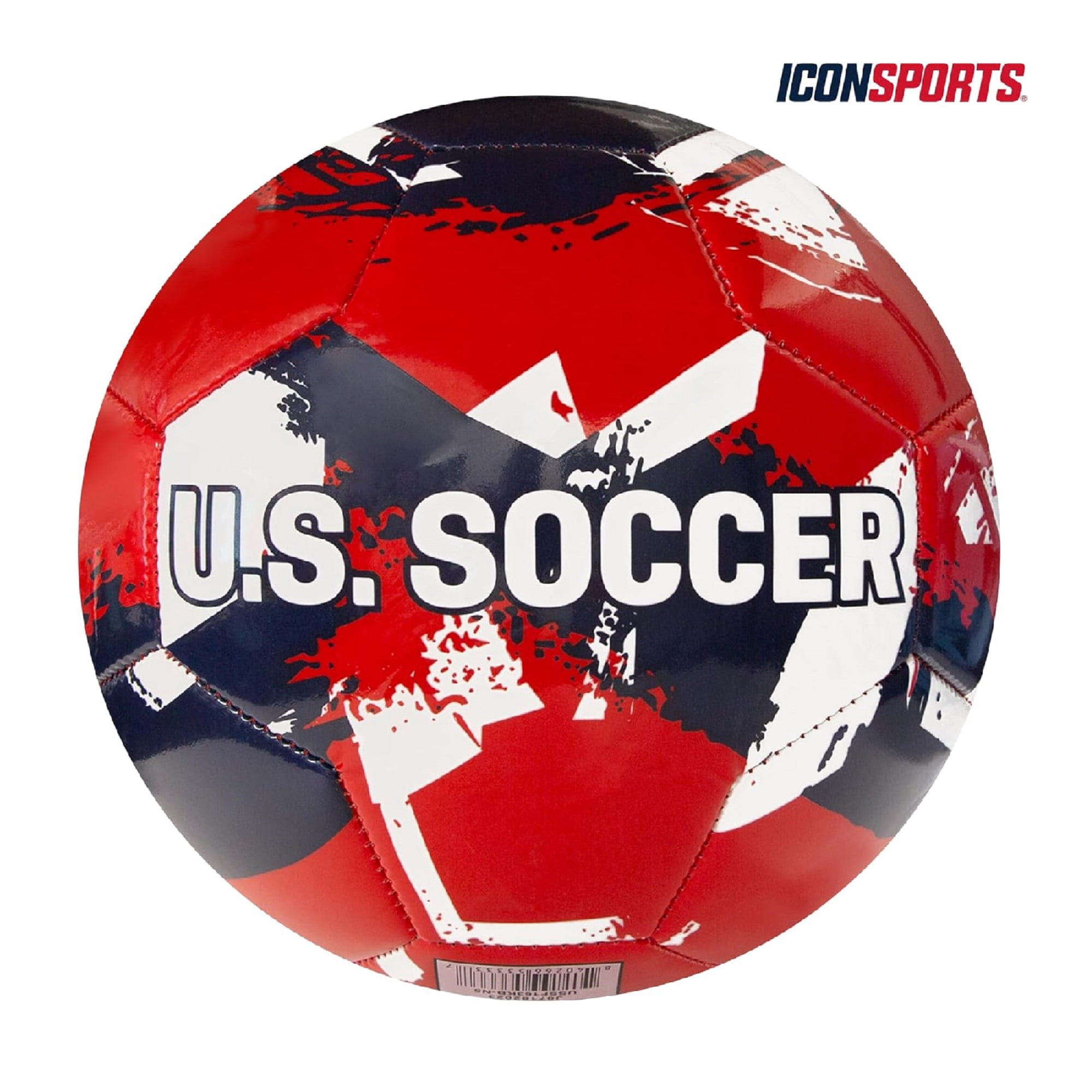 Icon Sports U.S. Soccer USMNT Size 5 Soccer Ball - Brush Design [Red Navy White]