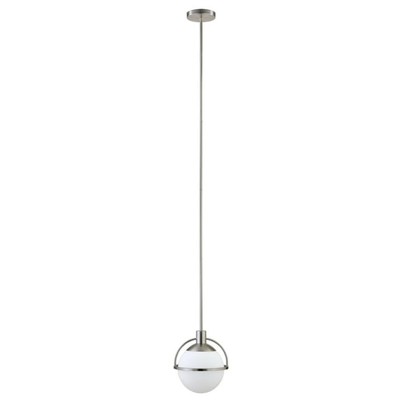 Evelyn&Zoe 9.38" Brushed Nickel Metal/Glass Pendant