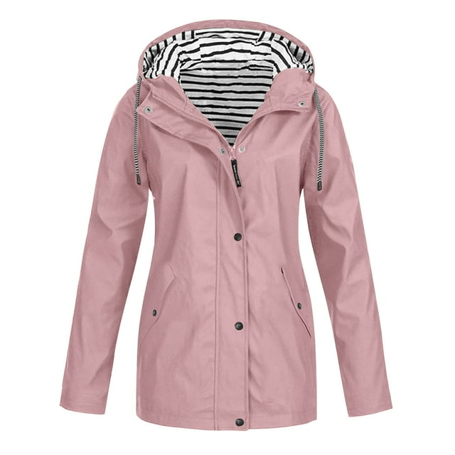 Erwazi Imperméables pour Femmes Vestes de Pluie Imperméables Coupe-Vent Fermeture Éclair Complète Plein Air Randonnée Camp Veste à Capuche avec Poches