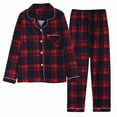 thumbnail image 4 of felwors Women's Flannel Plaid Pajamas Long Sleeve Button Down Pj Set Red, L, 4 of 8