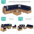 thumbnail image 2 of Best Choice Products 7-Piece Outdoor Modular Patio Conversation Furniture, Wicker Sectional Set - Natural/Navy, 2 of 7