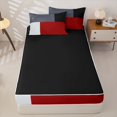 thumbnail image 4 of Erosebridal Modern Block Pattern Zipper Queen Comforter Set with Fitted Sheet and 2 Pillowcases,Geometric Grid Zipper Bedding Set,Gray Red White,Black Reversible, 4 of 6