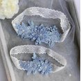 thumbnail image 2 of Juego de ligueros de boda, ligueros de encaje de novia, accesorios de lencería de boda (azul) Feliz Sencillez, 2 of 5