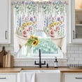 thumbnail image 3 of Swag Valance Curtains for Windows, Spring Floral Pig Light Filtering Kitchen Curtains with Rod Pocket, Weeping Flowers Leaves Farmhouse Watercolor Window Treatment Valances, 36x36 - 2 PCS, 3 of 9