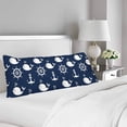 thumbnail image 2 of ABPHOTO Maritime Mood Nautical Whales Wheels Anchors Body Pillow Covers Pillowcase 20x60 inch Deep Blue Body Pillow Case Protector, 2 of 2