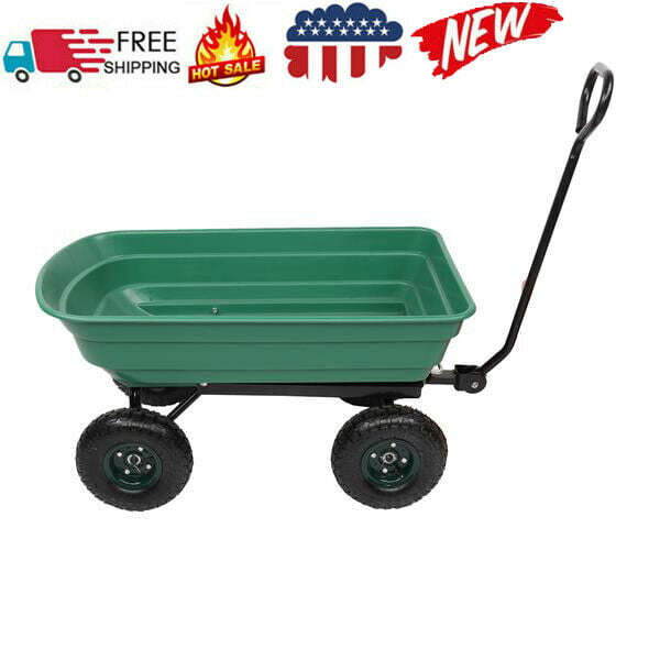 Black Foldable Garden Trolley Trailer Steel Carrier Wheelbarrow Utility Cart 