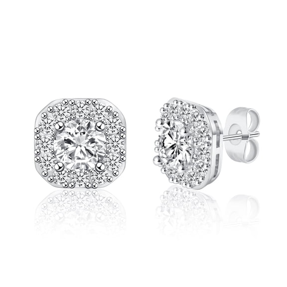 GEMSME Stud Earrings for Women 18k White Gold Plated Cubic Zirconia Earrings Hypoallergenic Fashion Earrings