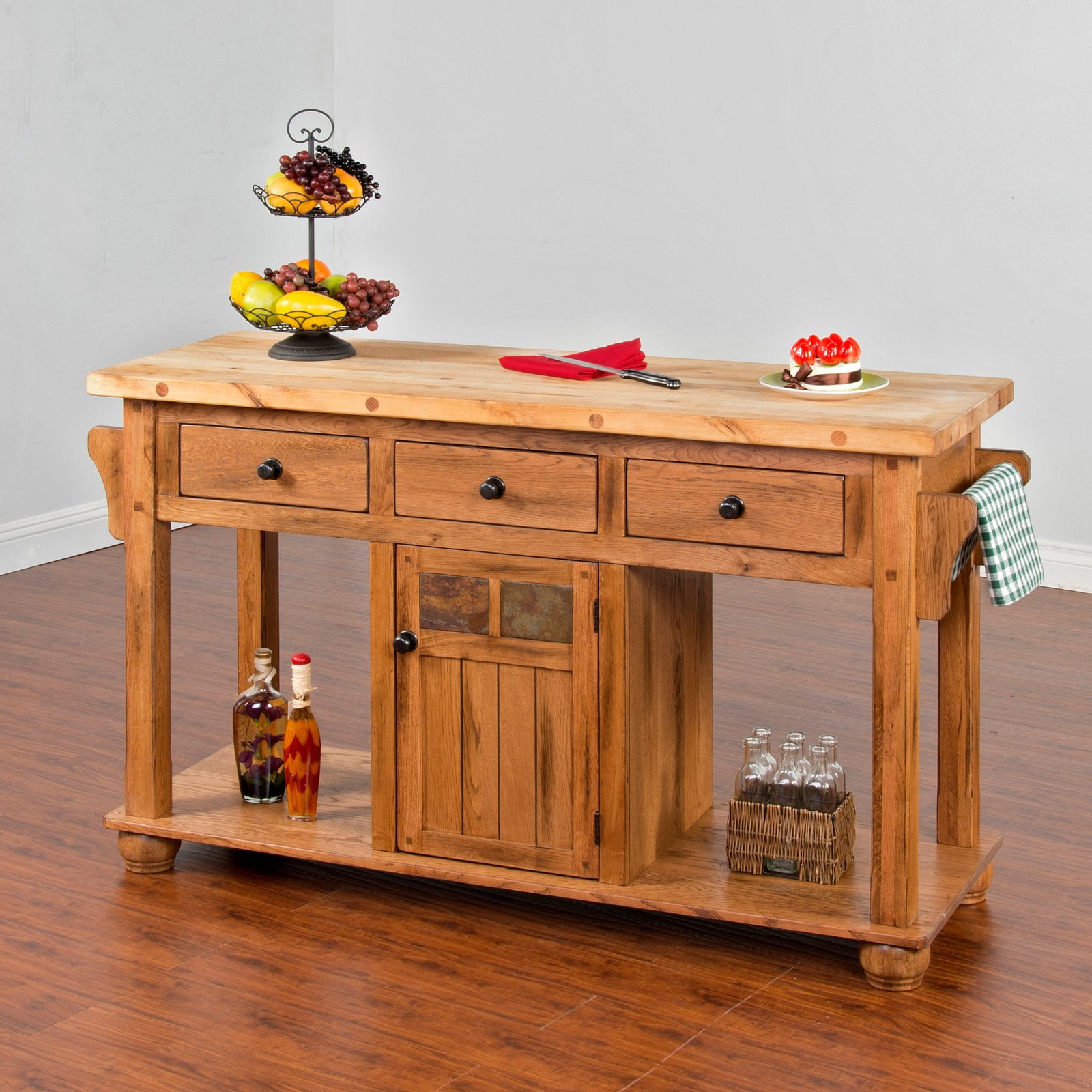 Sunny designs sedona rustic oak kitchen island table deals