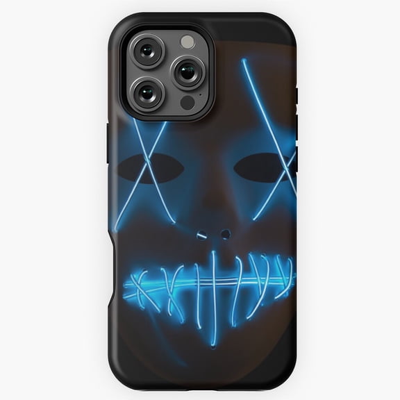Light Up Blue LED Halloween Mask Phone Case for iPhone 16 15 14 13 12 11 Pro Max M5911215