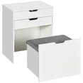thumbnail image 1 of Ensemble de Coiffeuse Blanche avec Miroir Rabattable et Tabouret - Table de Maquillage / Rangement et Organisation de Chambre - 23,6 Pouces x 15,7 Pouces x 44,9 Pouces, 1 of 7
