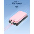 thumbnail image 4 of Cargador portátil Nusyddy de 12000 mAh con cable incorporado y enchufe de pared, 4 of 9