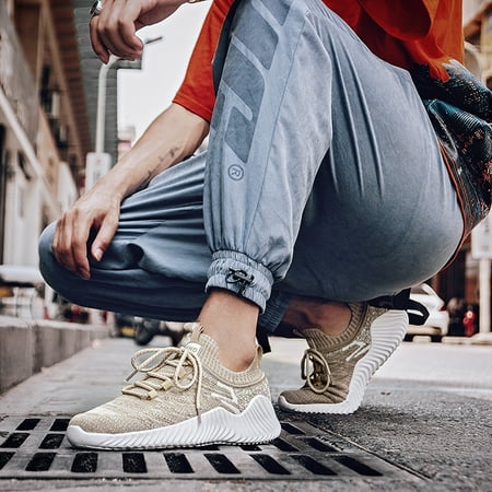 

Foraging dimple Unisex Fashion Outdoor Mesh Casual Sports Shoes Runing Breathable Shoes Beige