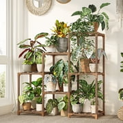 Bamworld Plant Stand Indoor Plant Shelf Outdoor Wood Plant Rack for Multiple Plants 3 Tiers Ladder Plant Holder for Living Room Patio Boho Home Decor for Gardening