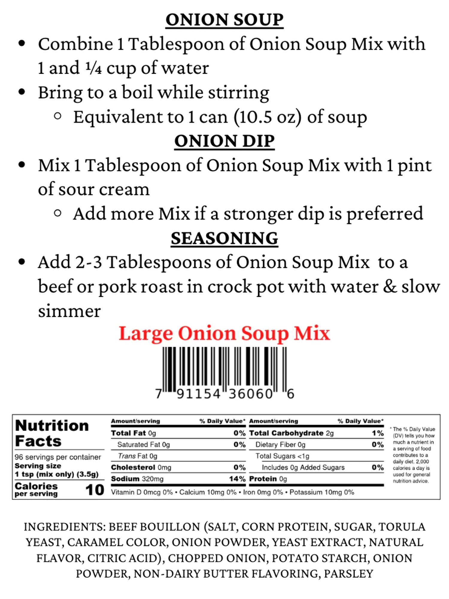 Mom's Gluten-Free & Dairy Free Onion Soup Mix 